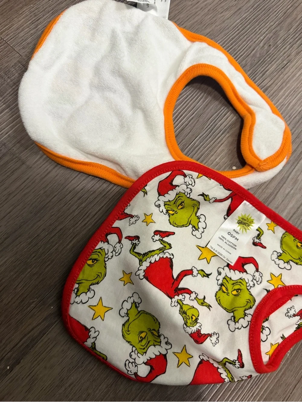 My First Halloween & Grinch Baby Bibs- new